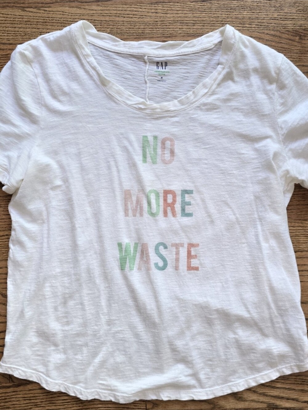 GAP 'NO MORE WASTE' T Shirt 100% Cotton Medium Gen Good